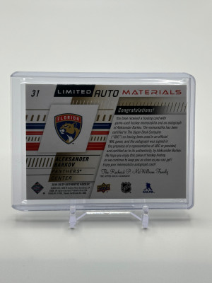 Aleksander Barkov Limited Auto Materials 12/50 2019-20 SPA back