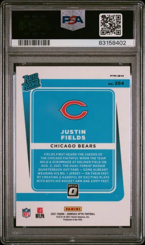 2021 Panini Donruss Optic Justin Fields Holo PSA 10 back