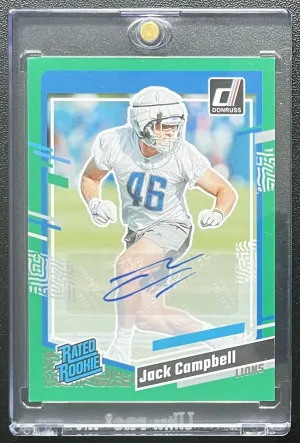 2023 Panini Donruss Jack Campbell Green Press Proof Auto front