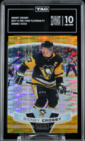 O pee chee platinum Sidney Crosby /50 Tag 10 back