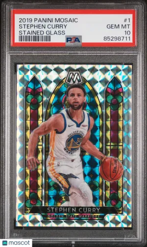 2019 Panini Mosaic Stained Glass #1 Stephen Curry Stained Glass PSA 10 front