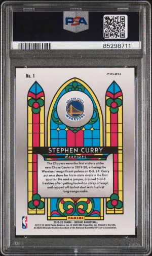 2019 Panini Mosaic Stained Glass #1 Stephen Curry Stained Glass PSA 10 back
