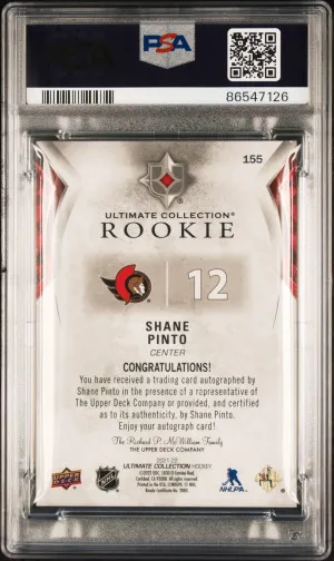 2021 Upper Deck Ultimate Collection Shane Pinto Autograph back