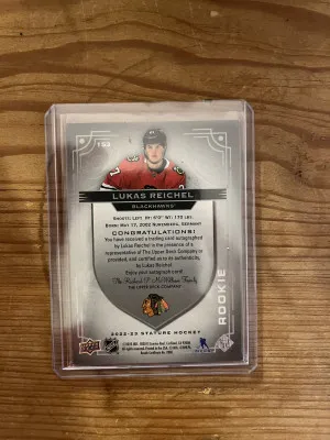 22-23 Lukas Reichel stature rookie auto 45/199 back
