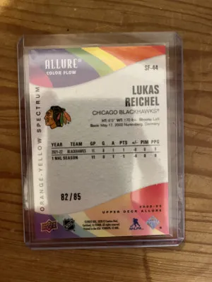 22-23 Allure Lukas Reichel Orange Yellow spectrum 82/85 back