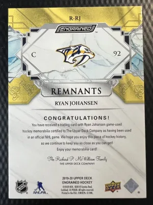 2019-20 UD Engrained Ryan Johansen /100 Engrained Rare Remnants #RRJ Nashville back