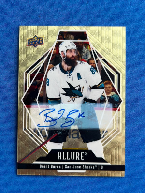 2022-23 Upper Deck Allure Brent Burns Golden Treasures Auto 1/1 One Of One! front