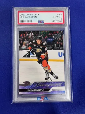 2023-24 Upper Deck Series 2 Rookie Young Guns #468 Leo Carlsson Gem Mint PSA 10 front