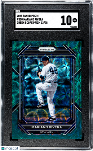 2023 Panini Prizm Mariano Rivera #200 Green Scope Prizm Baseball SGC 10 front