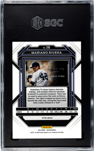 2023 Panini Prizm Mariano Rivera #200 Green Scope Prizm Baseball SGC 10 back