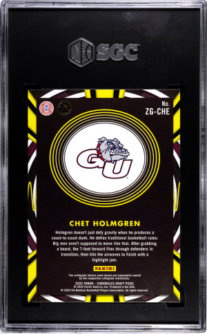 2022-23 Panini Chronicles Draft Picks Chet Holmgren #ZG-CHE Gamma Rays SGC 10 back