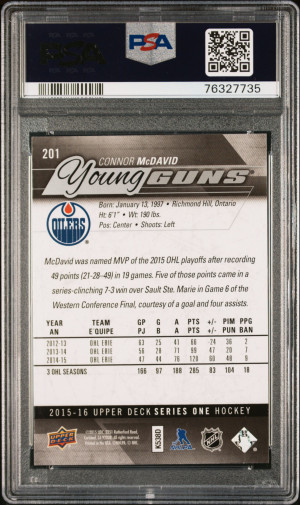 2015 Upper Deck Connor Mcdavid back