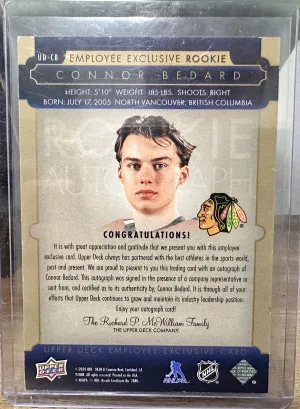 2023-24 Upper Deck Employee Exclusive Connor Bedard #UD-CB Rookie Auto RC back