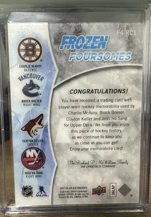 2017-18 Upper Deck Ice Frozen Foursomes #F4RC1 C McAvoy/Boeser/Keller/Ho-Sang back