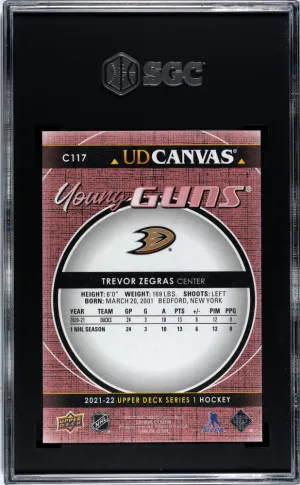 2021-22 Upper Deck Trevor Zegras #C117 Rookie SGC 10 back