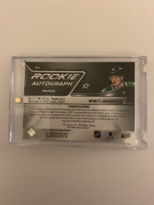 2022-23 SPX Rookie Patch Autographed Wyatt Johnston 23/25 back