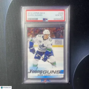 2019-20 Upper Deck Quinn Hughes Young Guns Rookie PSA 10 #249 front
