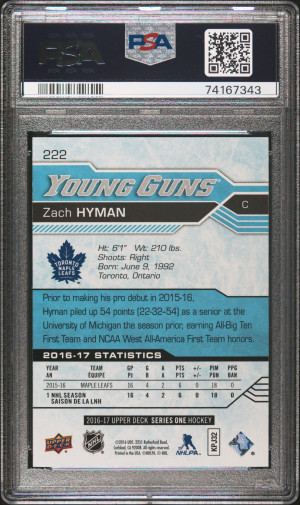 2016 Upper Deck Zach Hyman back