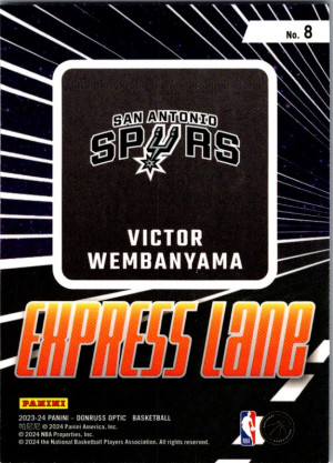 Donruss Optic Express Lane Victor Wembanyama #8 Rookie back