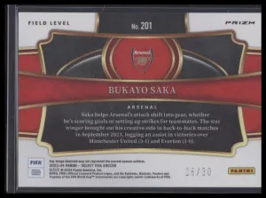 2023 Panini Select FIFA Bukayo Saka #201 Field Level Tie Dye Prizm #'d /30 back