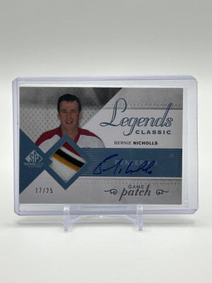 Bernie Nicholls 2007-08 SP Game Used Legends Classic 12/25 Patch Auto front