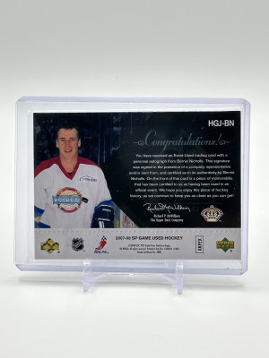 Bernie Nicholls 2007-08 SP Game Used Legends Classic 12/25 Patch Auto back