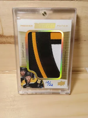 2020-21 UD Premier David Pastrnak Premier Mega Patch Chest /22 Game Used-Beauty front