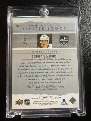 Brandt Clarke 22-23 Exquisite Limited Logos Patch Auto /50 back