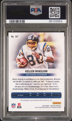 2023 Panini Prestige Kellen Winslow Blue Xtra Points Premium-Sig back