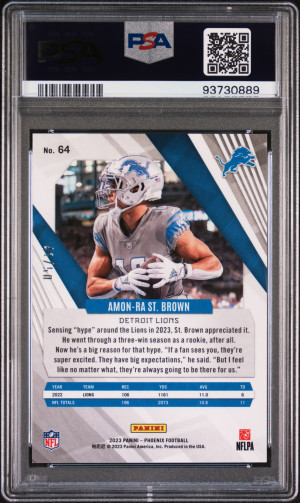 2023 Panini Phoenix Amon-Ra St. Brown Fire And Ice Seismic /50 back
