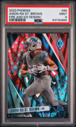 2023 Panini Phoenix Amon-Ra St. Brown Fire And Ice Seismic /50 front