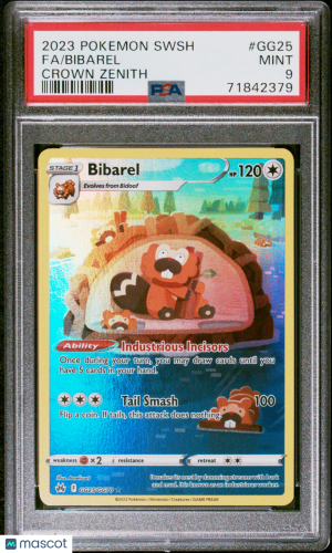 2023 PokéMon TCG Bibarel #GG25 English Full Art PSA 9 front