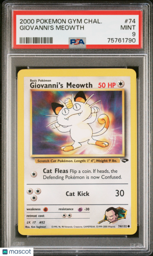 2000 PokéMon TCG Giovanni's Meowth #74 English PSA 9 front