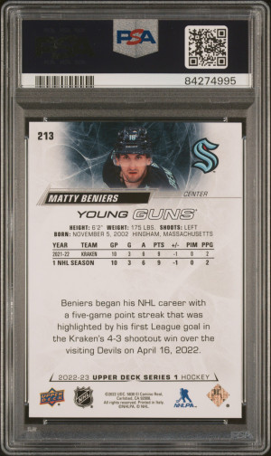 2022 Upper Deck Matty Beniers back