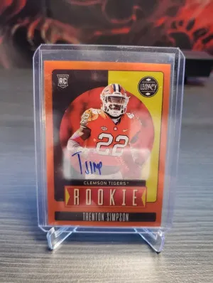 2023 Panini Legacy Premium Penmanship Orange #184 Trenton Simpson /149 RC front