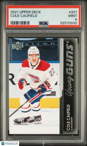 2021-2022 Upper Deck Cole Caufield #201 Rookie PSA 9 front