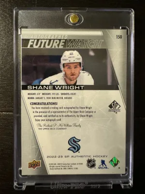 2022-23 SP Authentic Shane Wright Future Watch Auto /999 back