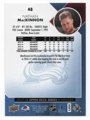 2017-18 Upper Deck Silver Foil #48 Nathan MacKinnon back