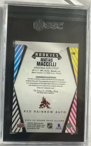 Matias Maccelli Rookie Auto Red Rainbow Sgc 10/10 back