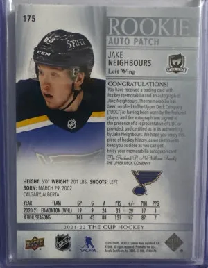 Jake Neighbours The Cup Rookie Rpa 78/249 back