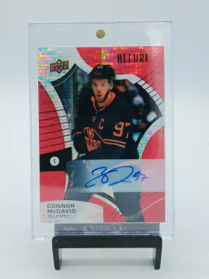 2021-22 Upper Deck Allure Red Rainbow Auto Connor Mcdavid SP front