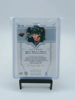 2022 UD Exquisite Rookie Auto Matt Boldy /99 back