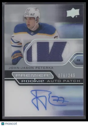 2021 Upper Deck Premier JJ Peterka #AR-JP Rookie Patch Auto #'d /249 front