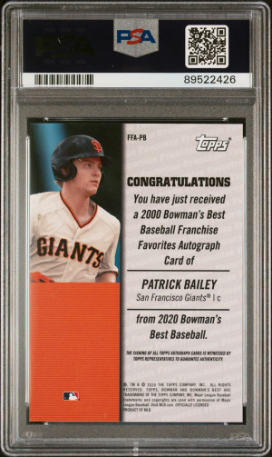 2020 Bowman's Best Franchise Favorites Patrick Bailey Gold Refractor /50 PSA 10 back