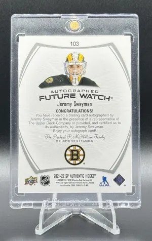21-22 SP Authentic Future Watch Auto Jeremy Swayman /999 back