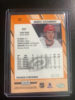 Andrei Svechnikov 23-24 OPC Platinum Orange Checkers /25 back