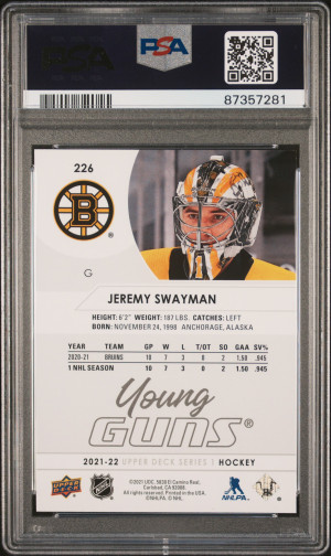2021-2022 Upper Deck Jeremy Swayman back