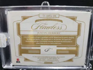 2023 Panini Flawless Collegiate DPA-JH Justin Herbert Dual Patch Auto Pink 2/3 (Name Patch) ENCASED NEVER OPENED back