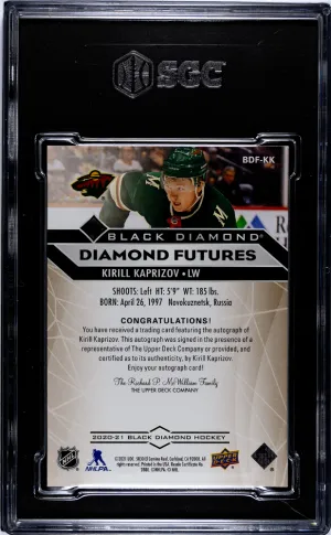 Kirill Kaprizov | 20-21 Black Diamond Futures Auto /99 SGC 8.5 back