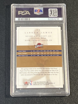 2004 Flair LeBron James PSA 9 back